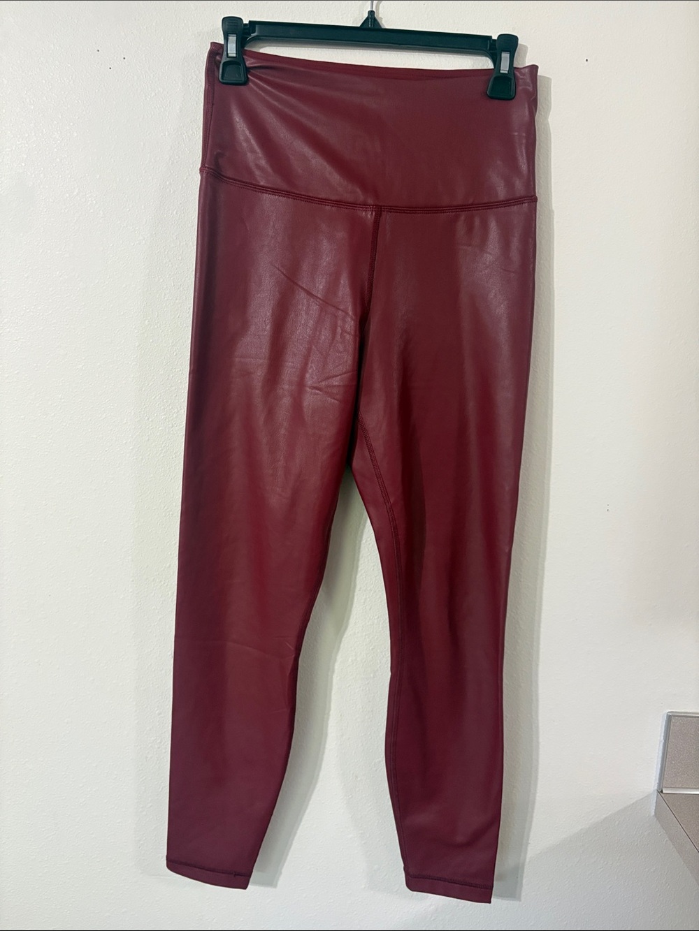 90 Degree By Reflex Uptown Red Faux Leather Super High Rise Leggings S